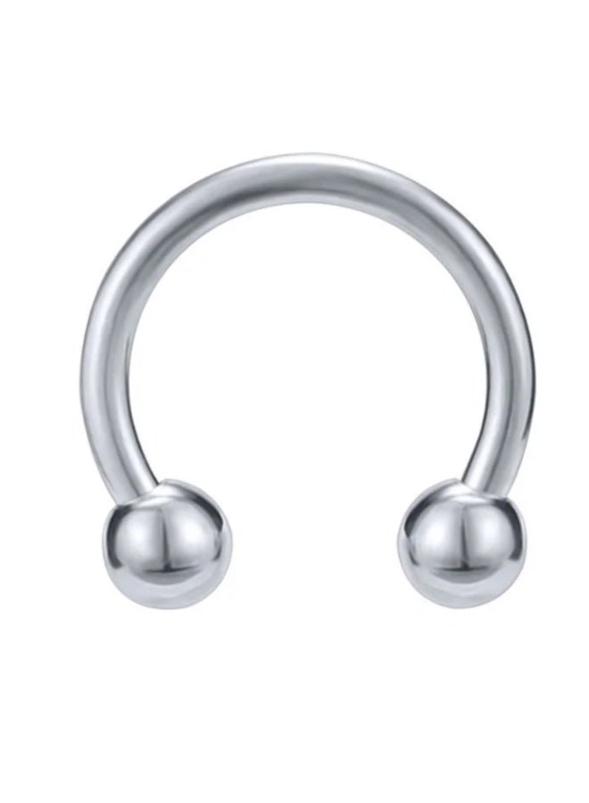 Stainless Steel Horseshoe Captive Bead Nose Ring - Image 1
