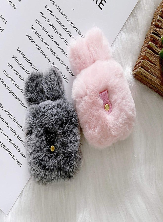 Guppy Compatible with AirPods Furry Bunny Case Girls 3D Cartoon Cute Rabbit Ears Plush Fluffy Warm Carrying Case Soft Protective Case Cover Accessories for AirPods 1 & 2 Gray, QL2357-Airpods2-1 - Image 4