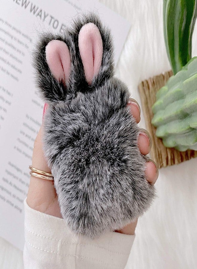 Guppy Compatible with AirPods Furry Bunny Case Girls 3D Cartoon Cute Rabbit Ears Plush Fluffy Warm Carrying Case Soft Protective Case Cover Accessories for AirPods 1 & 2 Gray, QL2357-Airpods2-1 - Image 3