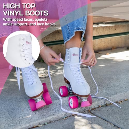 Chicago زلاجات شيكاغو الكلاسيكية الرباعية للأطفال، الفتيات والأولاد - متينة وأداء عالي، أحذية عالية قابلة للتعديل لزلاجات داخلية/خارجية آمنة وسباق رولر - عجلات PU 60 مم ومحامل شبه دقيقة - Image 4