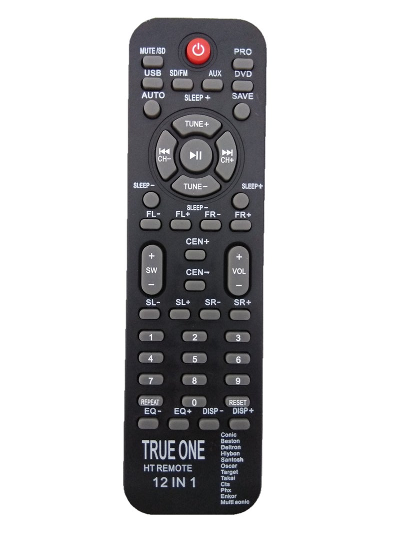 LipiWorld® 12 in 1 True ONE Home Theater System Remote Control Compatible for Enkor Home Theater Remote and Many More - Image 5
