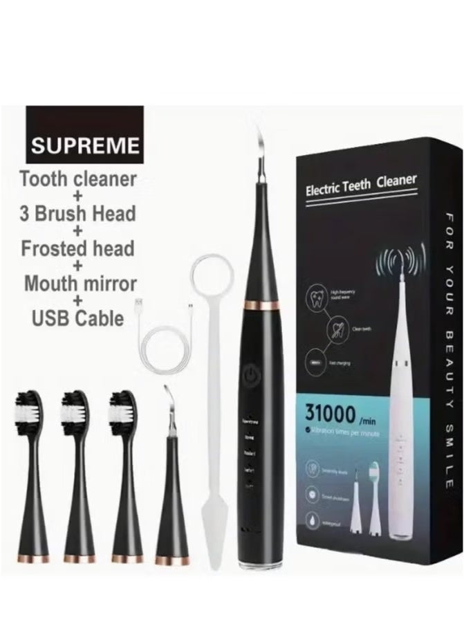 Generic Electric Toothbrush Ultrasonic Tooth Cleaner Teeth Stains Plaque Remover 6 in 1 black  - Image 3