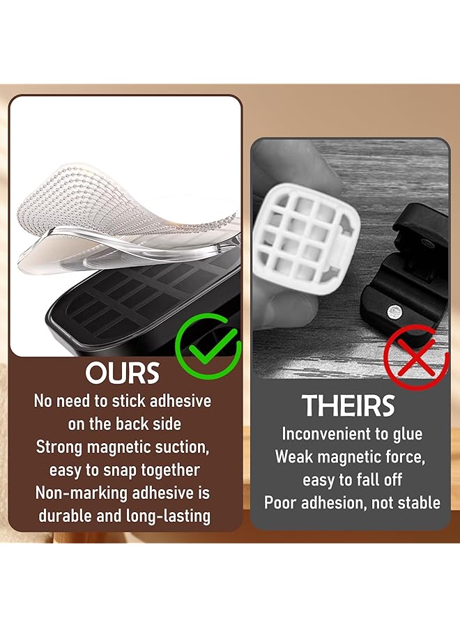 إيروريكس مجموعة من 4 مشابك كابل مغناطيسية لطاولة جانبية ومشبك كابل الهاتف المحمول ومنظم كابلات ذاتي اللصق للمكتب المنزلي وكابل شحن الهاتف المحمول وكابل شحن السيارة للاستخدام باللون الأبيض - Image 5