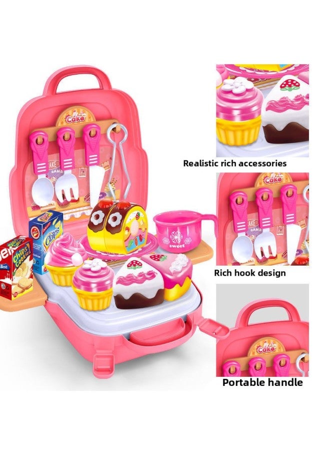 Girl's Toy Children's Birthday Cake Baby Simulation Girl's Cake Happy Cut And See Play House Backpack Suit-Color:3-in-1 Girl's Cake 22-piece Backpack - Image 3