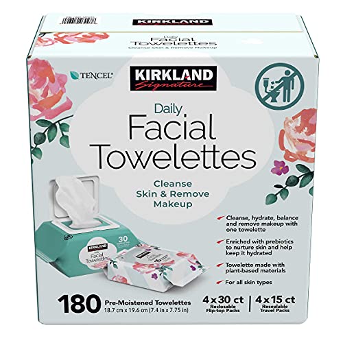 Costco Kirkland Signature Daily Facial Towelettes, 180 Count - Image 1