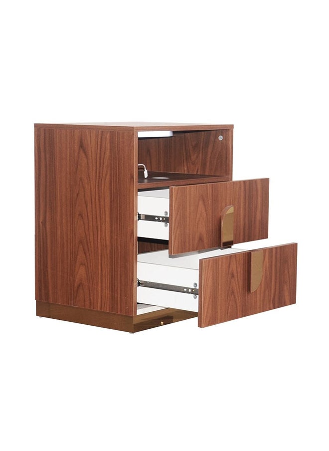 DANUBE HOME Ronin Night Stand With Wireless Charger And Led Light Multifunctional Bedside Table Space Saving Nightstand End Table Modern Design Furniture For Bedroom L50xW43xH60 Cm Walnut / Golden  - Image 3