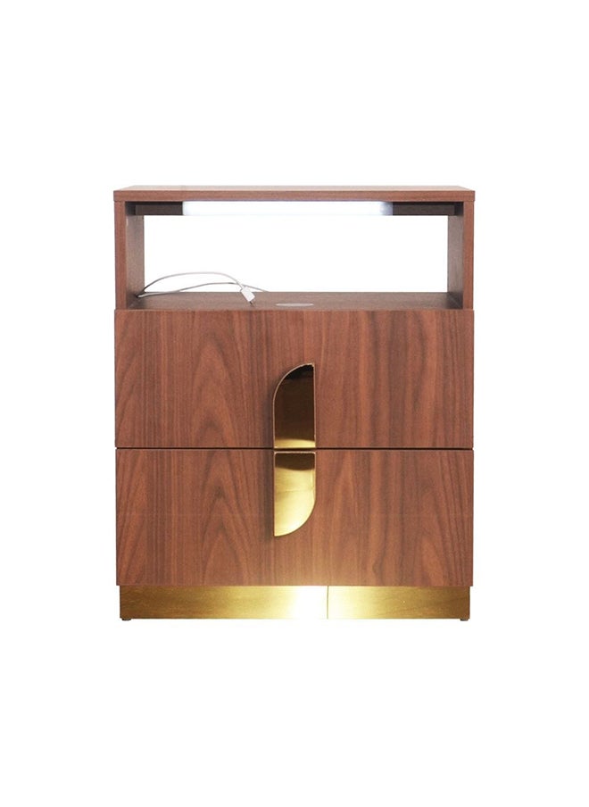 DANUBE HOME Ronin Night Stand With Wireless Charger And Led Light Multifunctional Bedside Table Space Saving Nightstand End Table Modern Design Furniture For Bedroom L50xW43xH60 Cm Walnut / Golden  - Image 1