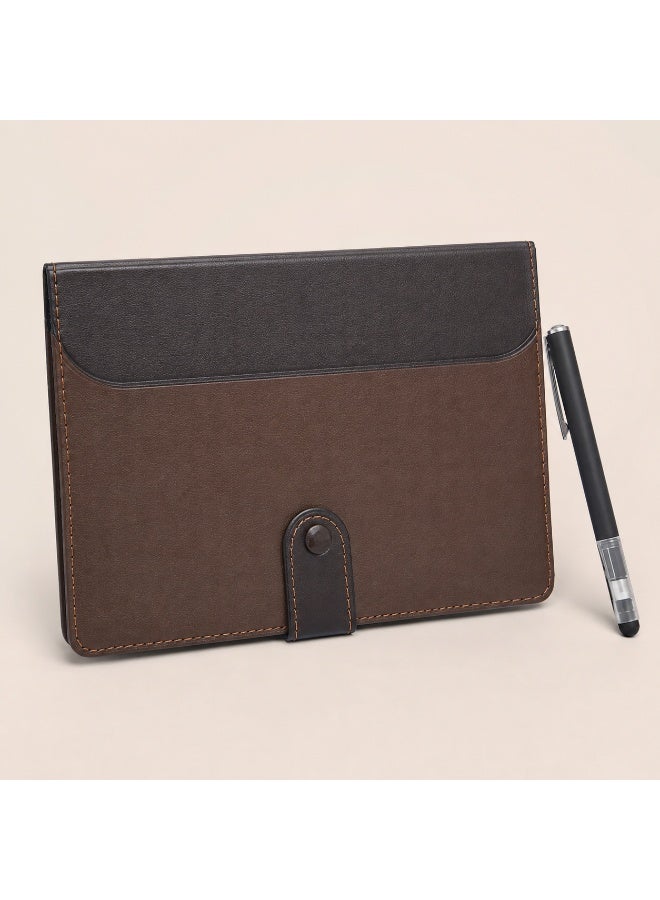 Reusable Leather Notebook Set Brown and Black with Pen - Image 4