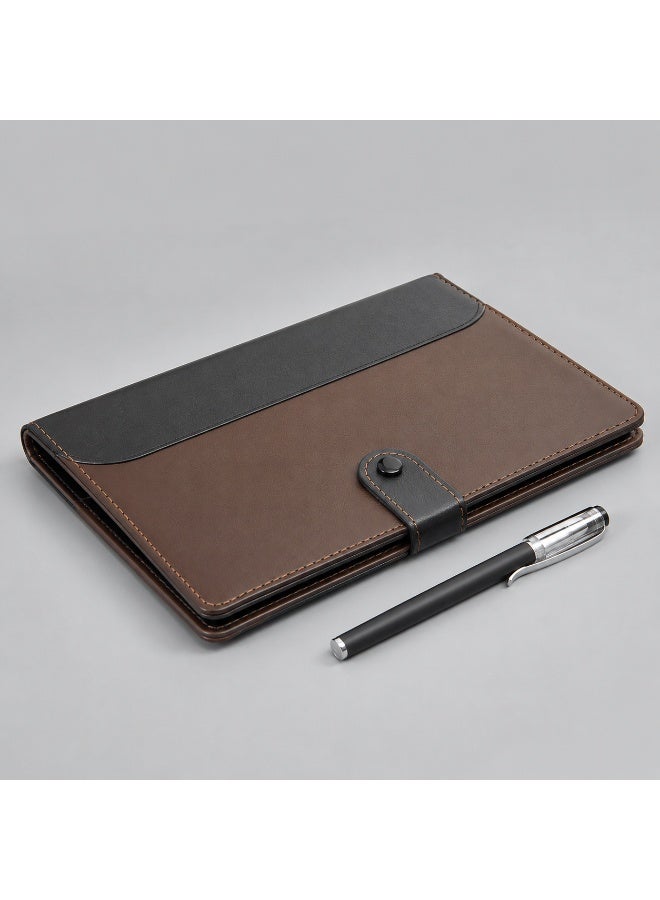 Reusable Leather Notebook Set Brown and Black with Pen - Image 5
