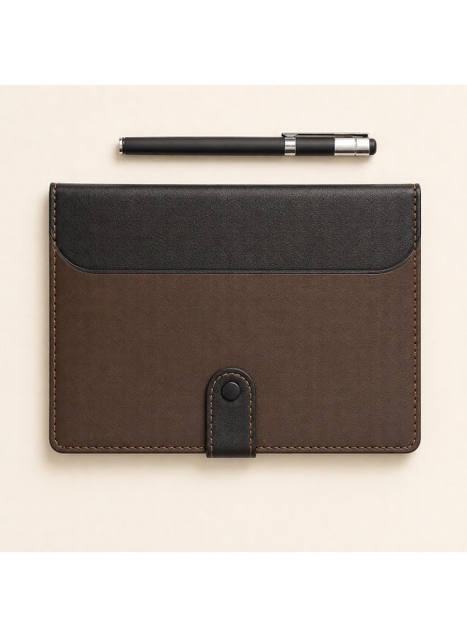 Reusable Leather Notebook Set Brown and Black with Pen - Image 3