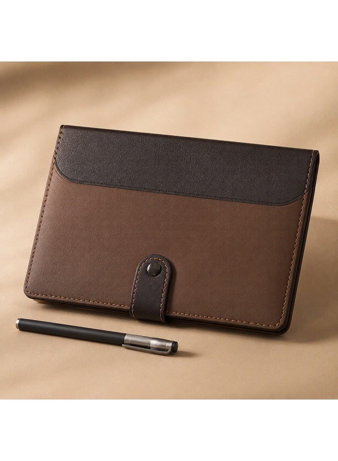 Reusable Leather Notebook Set Brown and Black with Pen - Image 2