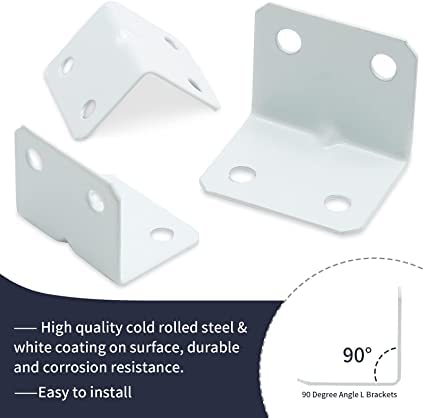 Rpi shop - 12 Pcs Heavy Duty Corner L Angle Bracket, 1 Inch X 1 Inch (25mm X 25mm) Corner Braces with Screws, Powder Coated 90 Degree Joint L Shape Bracket for DIY Projects, Furniture, etc - Image 4