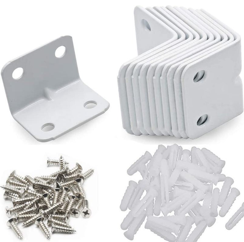 Rpi shop - 12 Pcs Heavy Duty Corner L Angle Bracket, 1 Inch X 1 Inch (25mm X 25mm) Corner Braces with Screws, Powder Coated 90 Degree Joint L Shape Bracket for DIY Projects, Furniture, etc - Image 1