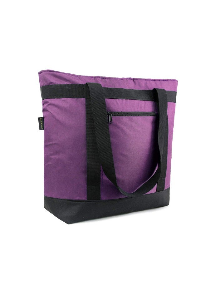 BeeGreen Insulated Cooler Bags for Picnic Grocery Travel Shopping Soft Cold Bag Large Collapsible Freezer Cooler Foldable Food Lunch Bag with Zipper Leak Proof Fish Bag Foam Cooler Gift Purple - Image 1