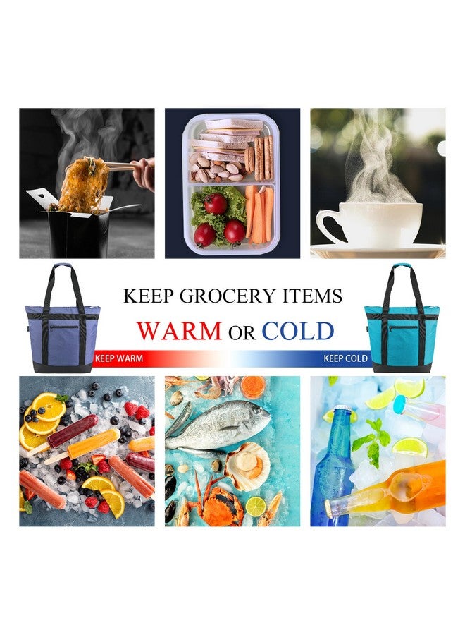 BeeGreen Insulated Cooler Bags for Picnic Grocery Travel Shopping Soft Cold Bag Large Collapsible Freezer Cooler Foldable Food Lunch Bag with Zipper Leak Proof Fish Bag Foam Cooler Gift Purple - Image 5