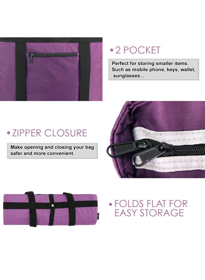 BeeGreen Insulated Cooler Bags for Picnic Grocery Travel Shopping Soft Cold Bag Large Collapsible Freezer Cooler Foldable Food Lunch Bag with Zipper Leak Proof Fish Bag Foam Cooler Gift Purple - Image 4