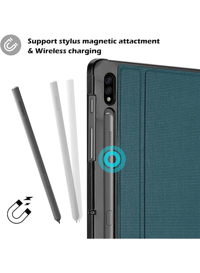 Procases Case For Galaxy Tab S7 Fe 5G 2021 S8 Plus 2022 S7 Plus 2020 12.4 Inch With S Pen Holder Smart Cover For 12.4 Inch Samsung Galaxy Tablet Sm-X800 X806 T730 T736 T970 T975 T976 T978 -Teal - Image 5