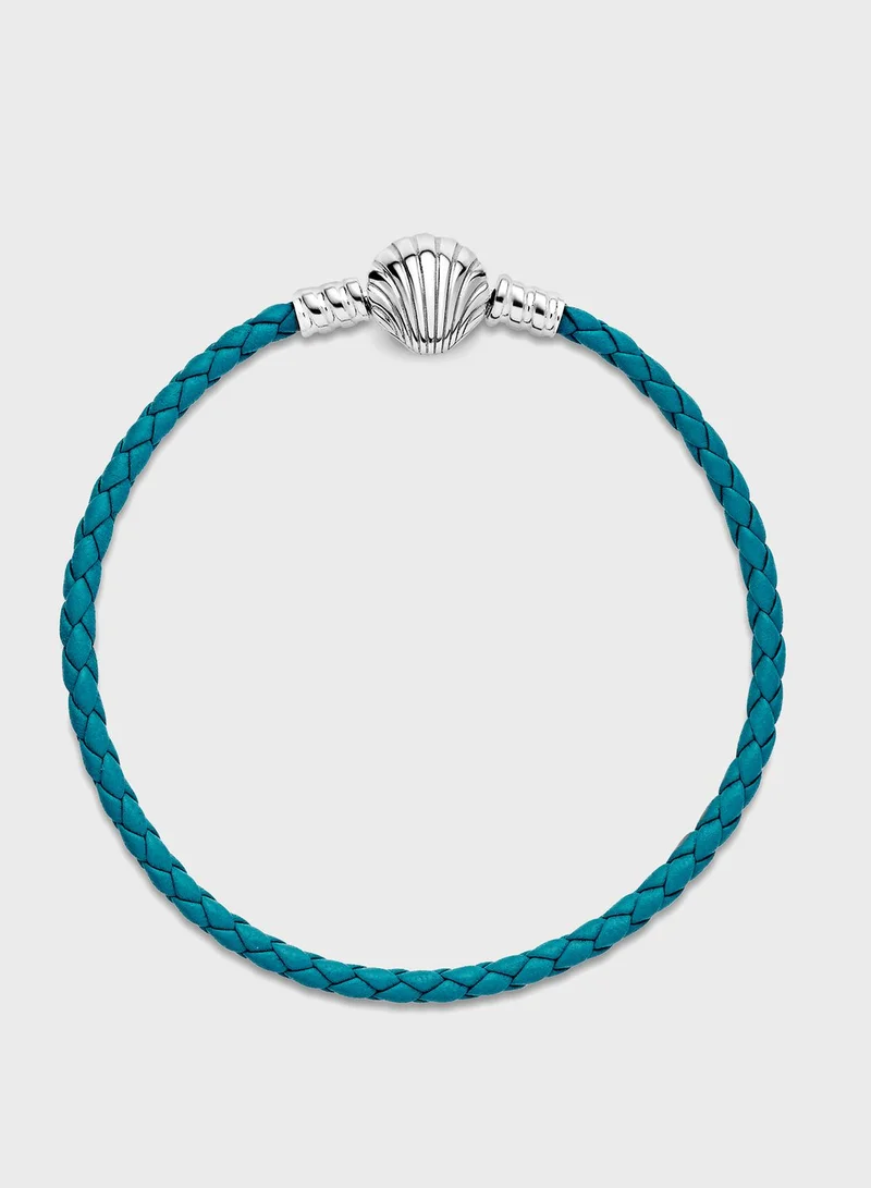 PANDORA Pandora Moments Seashell Turquoise Braided Bracelet