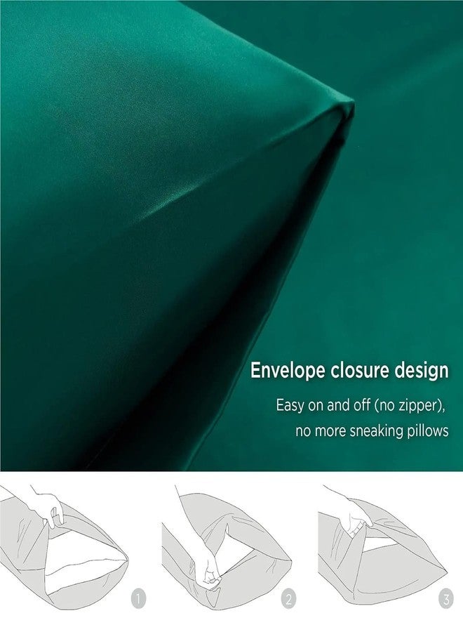 GROPOTIT Pillow Cover Set Envelope Closure Pillow Cover 2 Piece Pillow Cover with 3 Scrunchies Pillow Covers for Hair and Skincare (Green) - Image 3