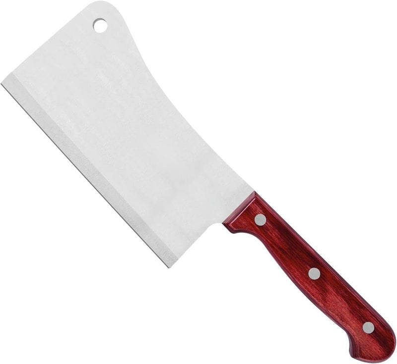Heavy Duty Meat Cleaver, Stainless Steel Butcher Knife, Ergonomic Wood Handle, Full Tang Design, for Meat, Bone, and Vegetable Chopping
