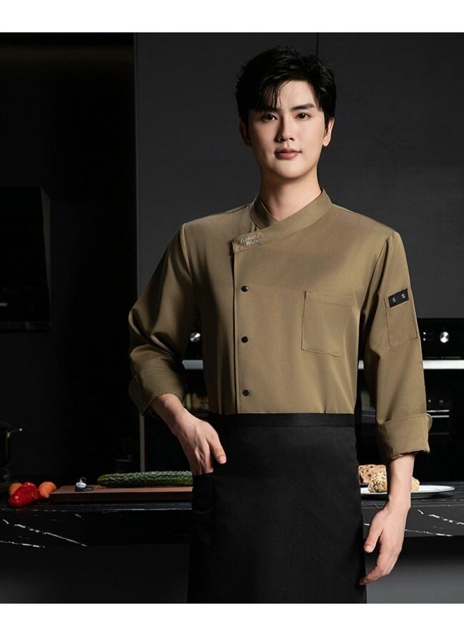 NIBEMINENT Restaurant Kitchen Chef Uniform Restaurant Kitchen Chef Uniform Chef Clothes Men Women Chef Shirt Breathable Chef Top Workwear  - Image 1