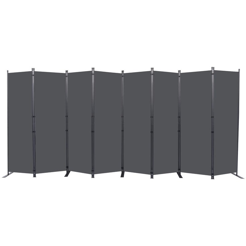 CHOSENM Room Divider 8 Panel Folding Privacy Screens with Wider Support Feet 6 Ft Portable Room Partition for Room Separator 176 W X 71 H Grey