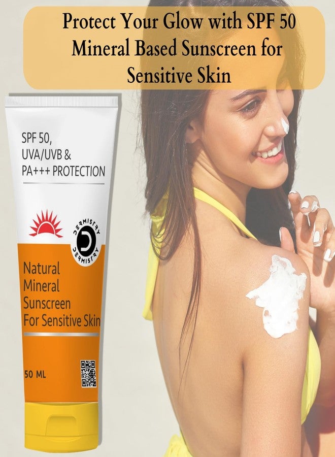 Dermistry Natural Mineral & Water Based Oil Free Sunscreen SPF 50 For Sensitive Skin UVA UVB PA+++ Protection Water Resistant Men Women Children & Kids for Oily Dry Combination Skin 49ml - Image 5