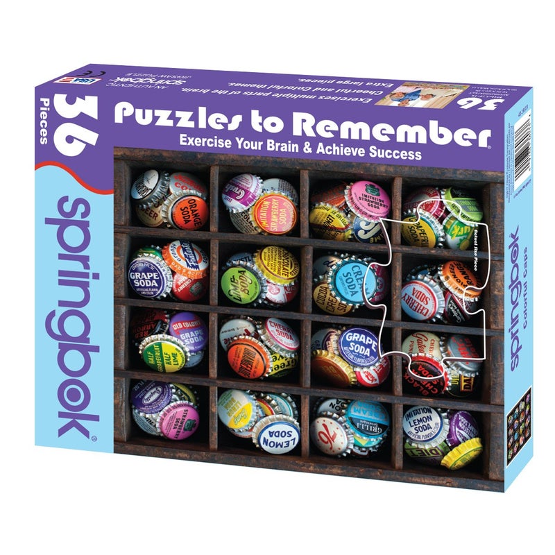 Springbok Puzzle to Remember - Alzheimer & Dementia Activity - 36 Piece Jigsaw Puzzle Colorful Caps - Made in USA - Image 2