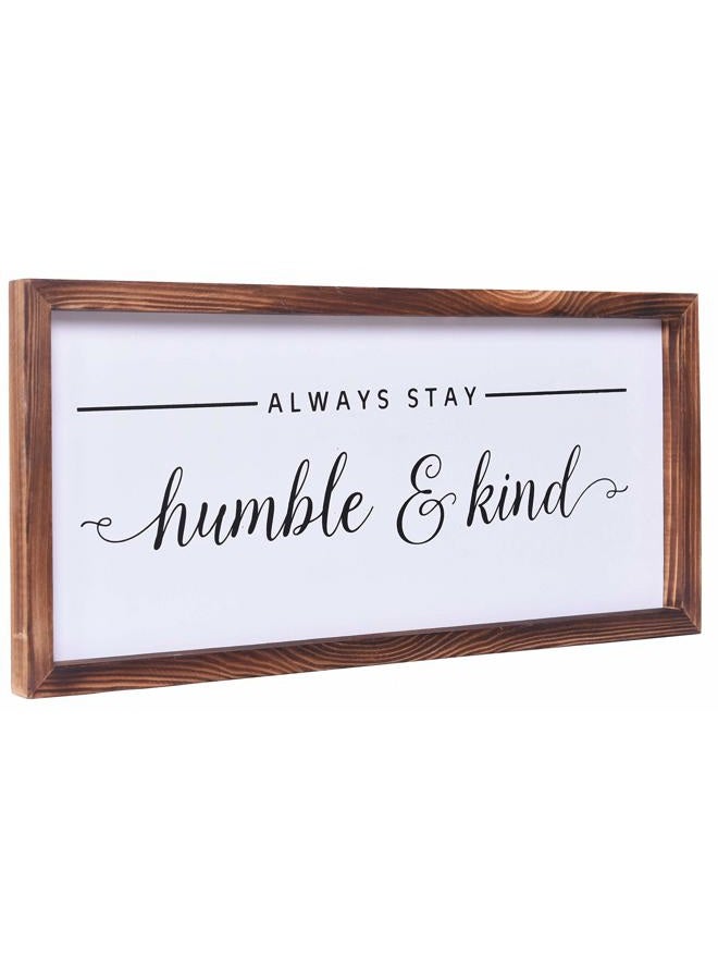Athena's Elements Farmhouse Decor - Modern Rustic Wall Art Home Decor - Always Stay Humble and Kind - Solid Wood Framed Printed Sign for All room Decoration- Size 8x17 Inches - Image 1