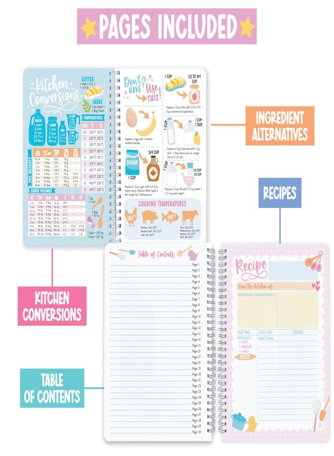 Hadley Designs Recipe Book to Write in Your Own Recipes - Blank Recipe Books to Write in, Cooking Journal Notebook for Recipes, Blank Cookbook Journal, Make Your Own Cookbook, Cooking Notebook - Image 3
