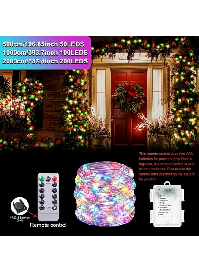 أضواء خرافية من سلك نحاسي أبيض 787.4 بوصة 200 LED مع 8 أوضاع وريموت تحكم لتزيين الداخل والخارج - Image 4