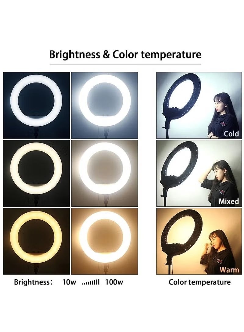 MAKS & CO. 21" LED Ring Light with Tripod & 3-Phone Holder Brackets – Soft Selfie Lighting with Remote Control - Image 3