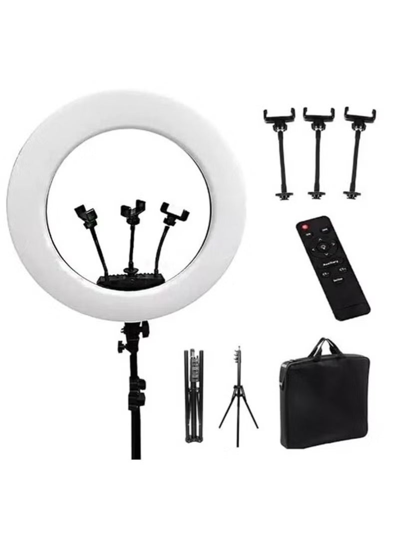MAKS & CO. 21" LED Ring Light with Tripod & 3-Phone Holder Brackets – Soft Selfie Lighting with Remote Control - Image 2