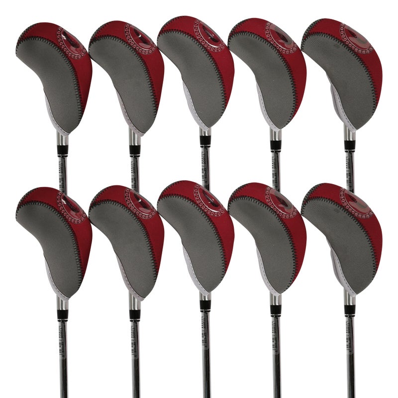 Generic Dual-Tone Golf Iron Covers Windowed Headcaps gray wine red