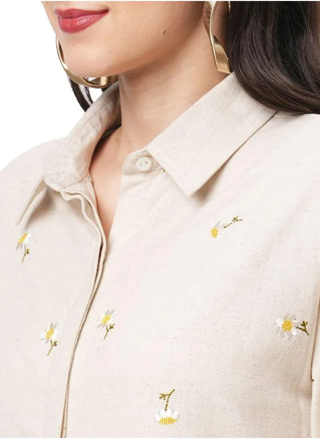 #Be Floral Butti Embroidererd Shirt Dress