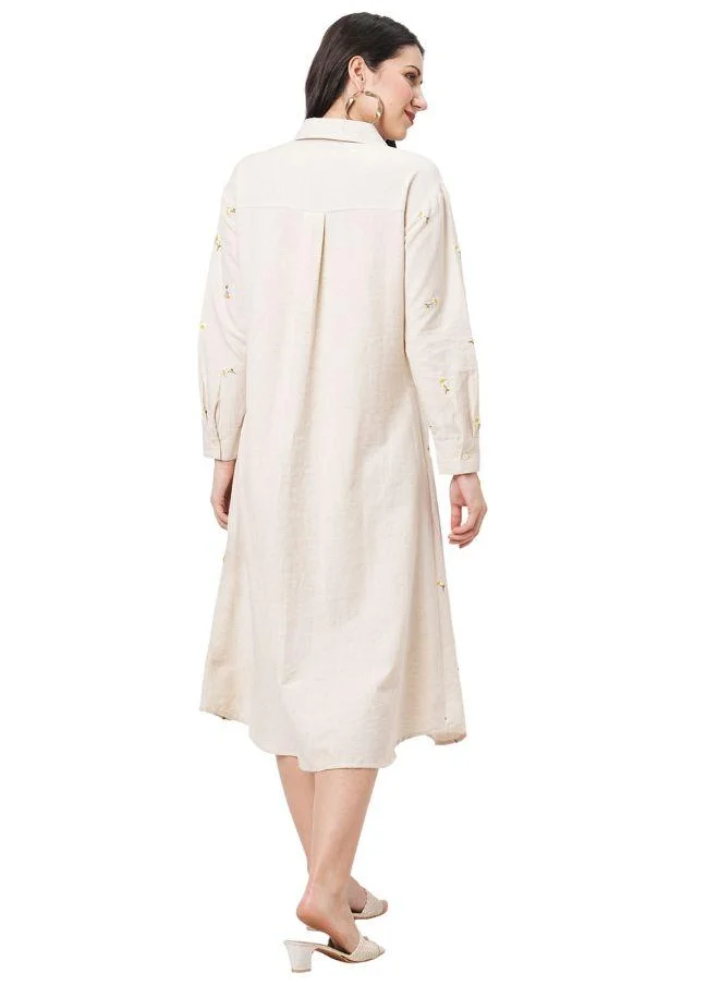 #Be Floral Butti Embroidererd Shirt Dress