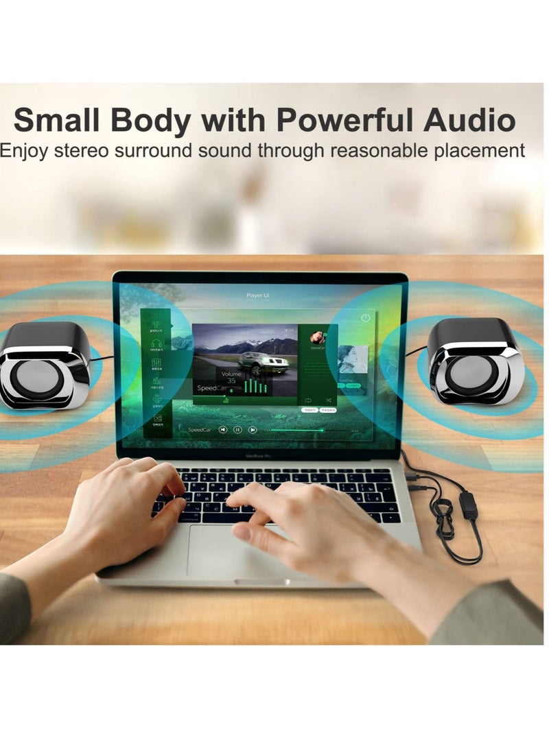 كابتن تيك Computer Speaker, Minimalistic 2.0 USB-C Powered Desktop Speakers, Laptop Speakers with Volume Control and 3.5 Mm Audio Plug, Suitable for PC Monitor, Tablets and Cellphone (Black) - Image 5