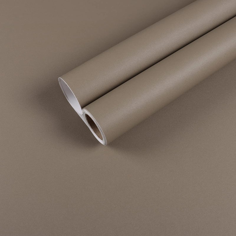 CHIHUT 17.7"x100" Thickened Tan Brown Peel and Stick Wallpaper Matte Textured Brown Contact Paper Waterproof Self Adhesive Solid Brown Wall Paper Removable Vinyl Roll Decorative for Cabinets Table - Image 1