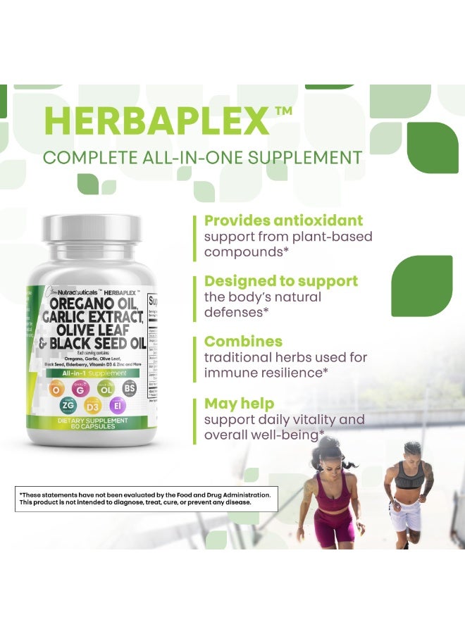 Clean Nutraceuticals Oregano Oil with Black Seed Oil Garlic Olive Leaf Extract - Oil of Oregano Capsules Immune Support Carvacrol & Thymoquinone Supplement for Women and Men + Elderberry Vitamin D3 & Zinc - Image 2