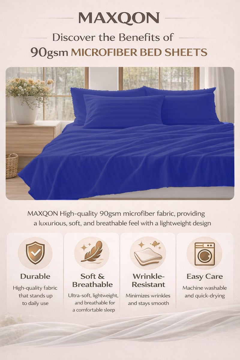 ماكسكون طقم ملاية سرير مايكروفايبر فاخر مكوّن من 3 قطع – ملاية مسطحة مقاس (180×240 سم) مع 2 كيس وسادة (50×75 سم) – ناعم جداً، قابل للتنفس، ومقاوم للتجاعيد – مناسب لأسرة السنجل والتوين – مثالي للاستخدام المنزلي والفندقي - Image 4