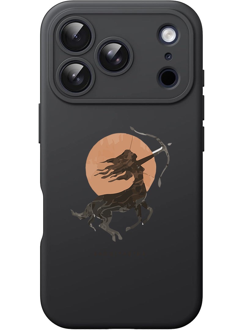 Theodor Protective Slim Fit Case Liquid Silicone Cover with Full Body Protection Anti-Scratch Shockproof Case For Apple iPhone 17 Pro Max (Black) Sagittarius - Image 1