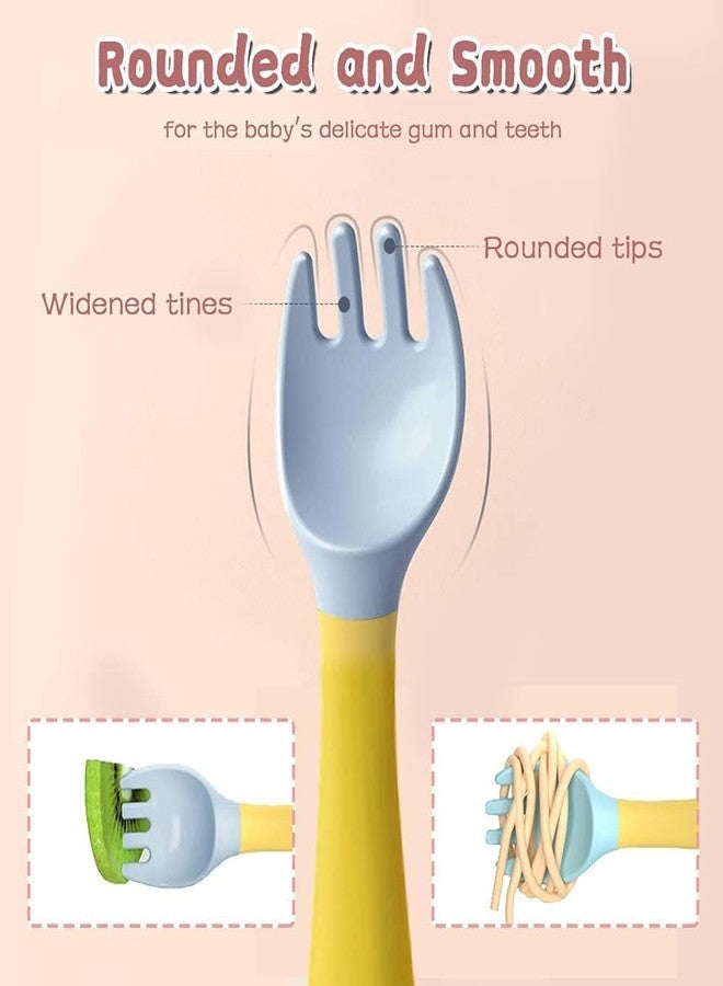KolorFish Baby Utensils Spoon Fork with Travel Case, Toddler Utensils for Self Feeding Bendable Handle Silverware for Kids Children (Set of 4) - Image 3