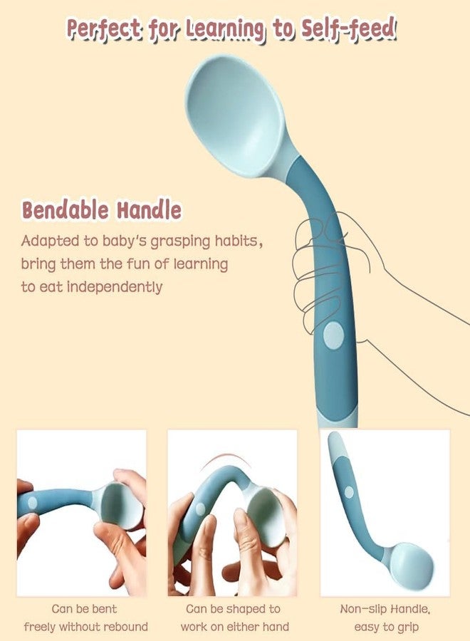 KolorFish Baby Utensils Spoon Fork with Travel Case, Toddler Utensils for Self Feeding Bendable Handle Silverware for Kids Children (Set of 4) - Image 2