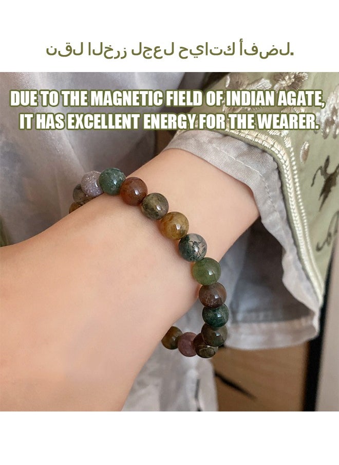 Beyond - Natural Gemstone Bracelets, 8mm Colorful Indian Agate Chakra Bracelet, Beads Healing Crystals Quartz Jewellery - Image 1