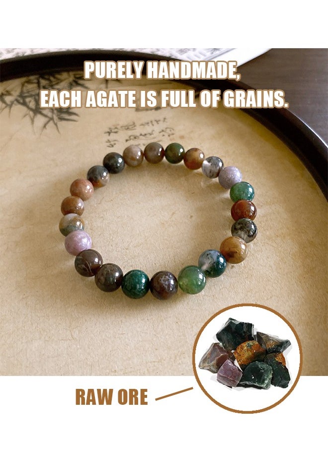 Beyond - Natural Gemstone Bracelets, 8mm Colorful Indian Agate Chakra Bracelet, Beads Healing Crystals Quartz Jewellery - Image 1