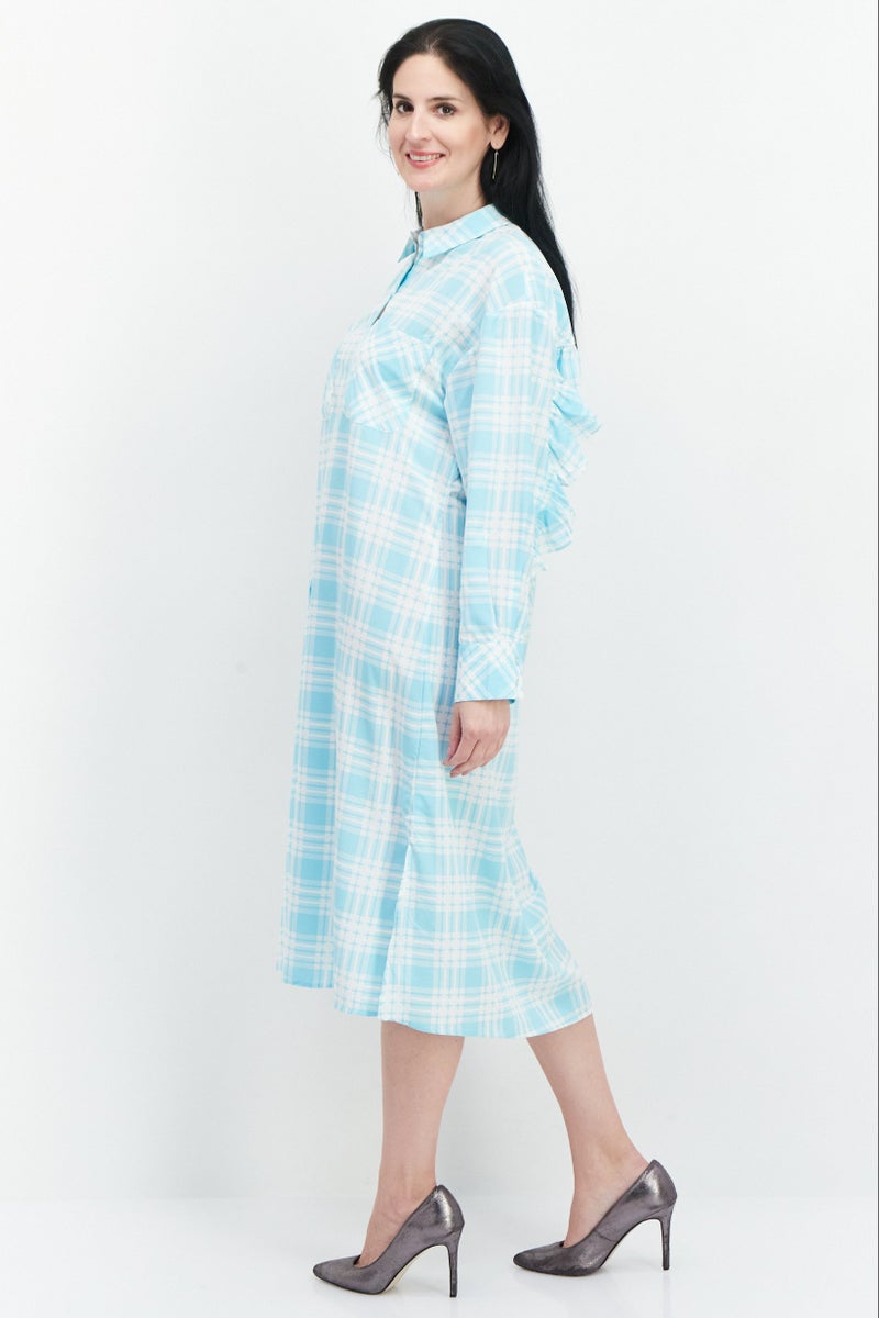 Riley & Rae فستان قميص مزخرف للنساء، أزرق فاتح - Image 3