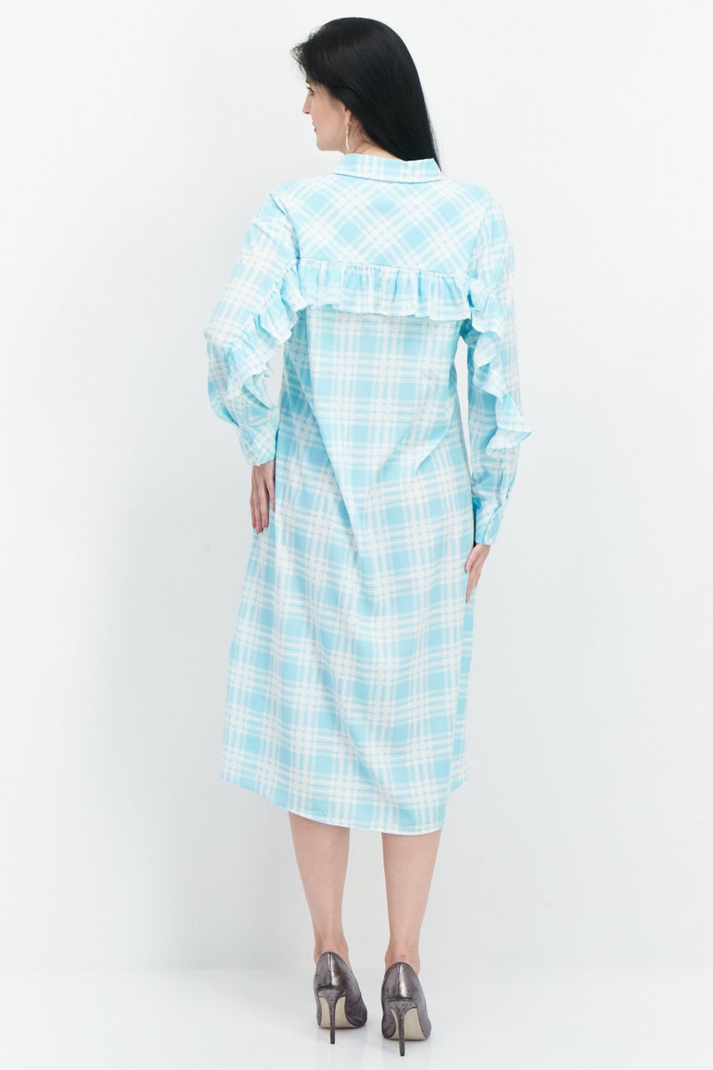 Riley & Rae فستان قميص مزخرف للنساء، أزرق فاتح - Image 2