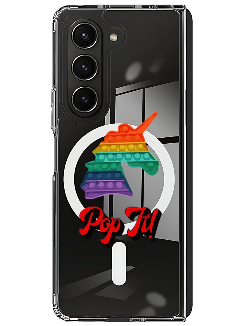 Theodor Magnetic Case for Samsung Galaxy Z Fold 5 Compatible with MagSafe Wireless Charging, Shockproof Phone Bumper Cover Pop It Unicorn - Image 1