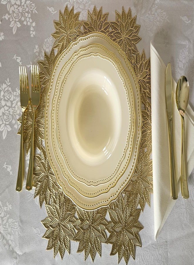 OCCASIONS FINEST PLASTIC TABLEWARE " OCCASIONS " 50 Plates Pack (25 Guests)-Heavyweight Wedding Party Disposable Plastic Plate Set -25 x 10.25'' Dinner + 25 x 7.5'' Salad/dessert plates (Rochelle Ivory and Gold) - Image 4
