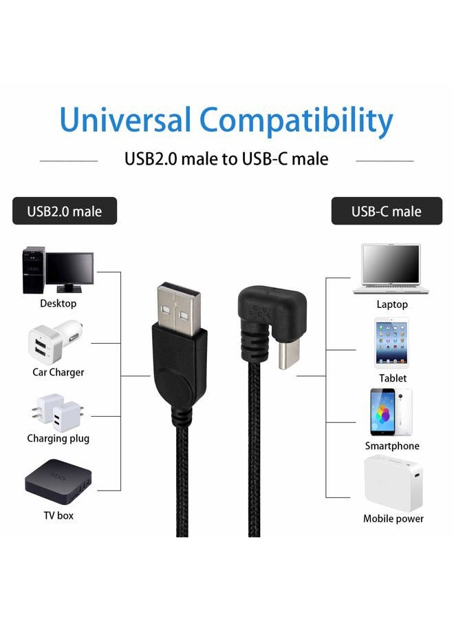Poyiccot USB Type C Cable 3A Fast Charging, 180 Degree USB C Cable, U Shaped USB C Charger Cable, Type A to C Nylon Braided Data Sync Transfer Cord for Phone and Charger Devices, 5feet - Image 3